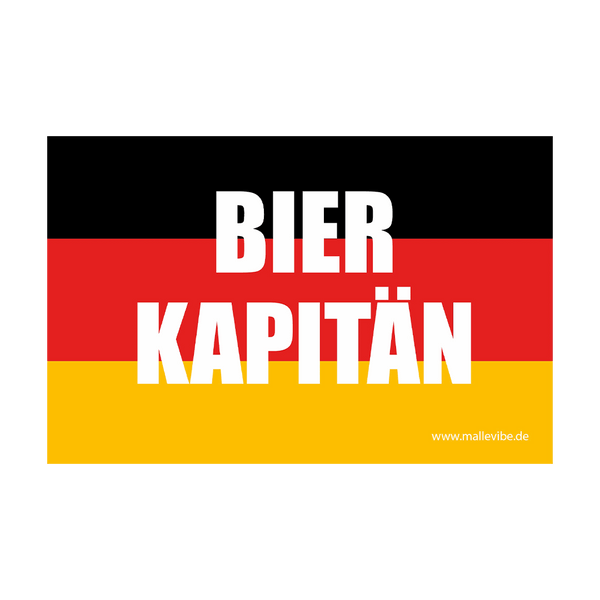 Mallorca Sticker „Bierkapitän" von MalleVibe – Grafik mit den Farben der deutschen Flagge: schwarzer…